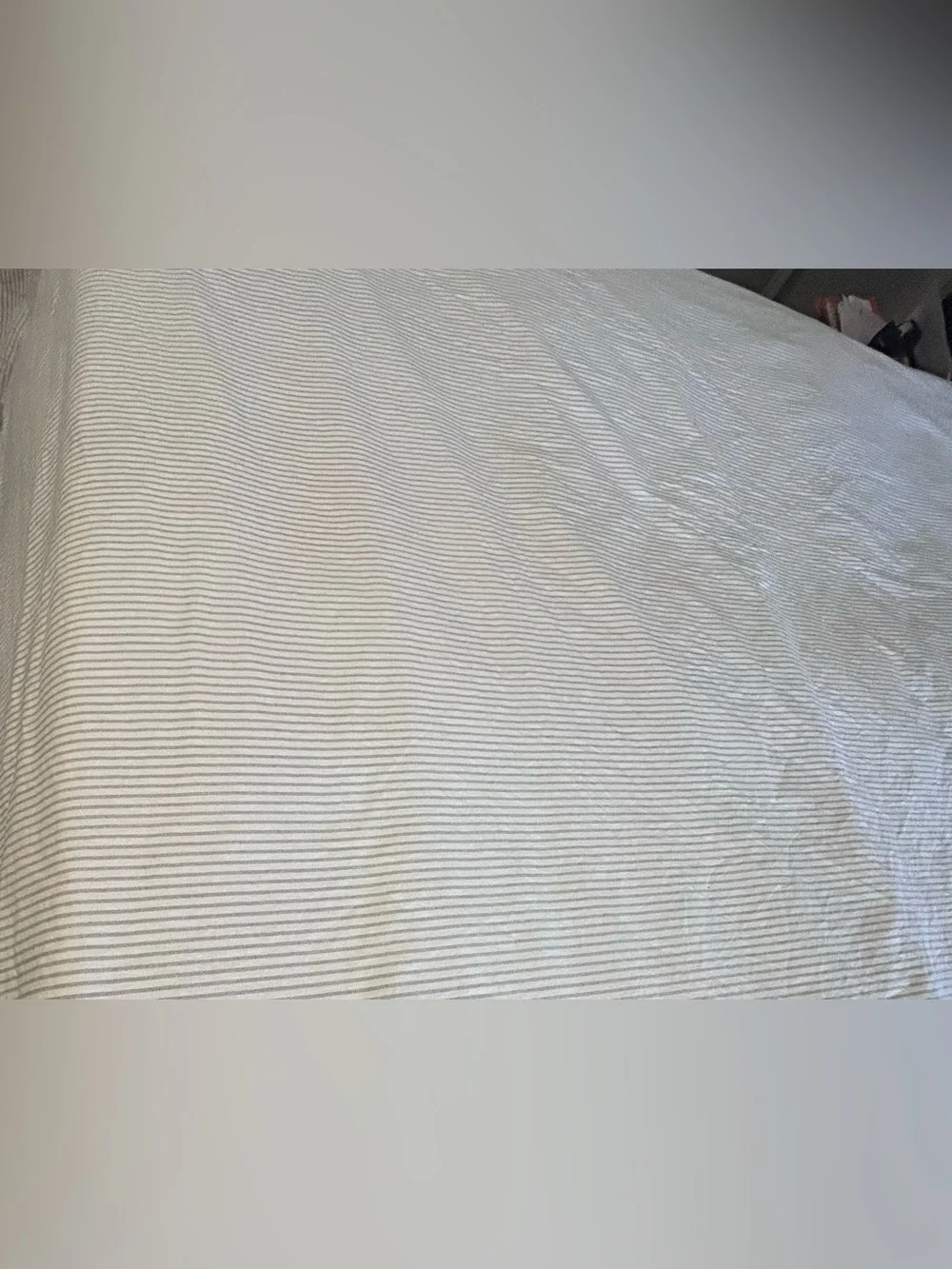 Ralph Lauren Home Gray White Striped Full Double Flat Sheet Cotton Classic
